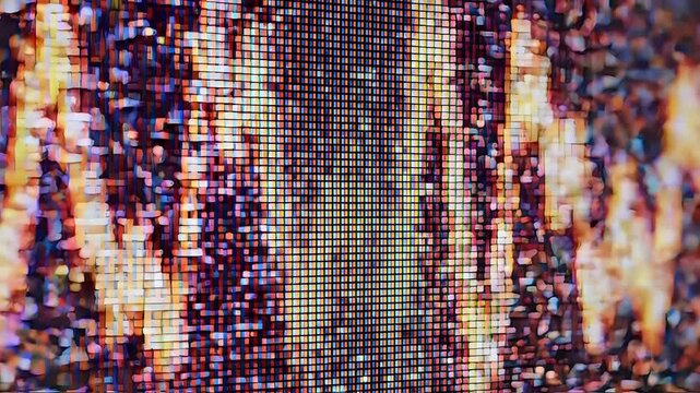 Closeup of a digital waveform on a pixelated screen.
