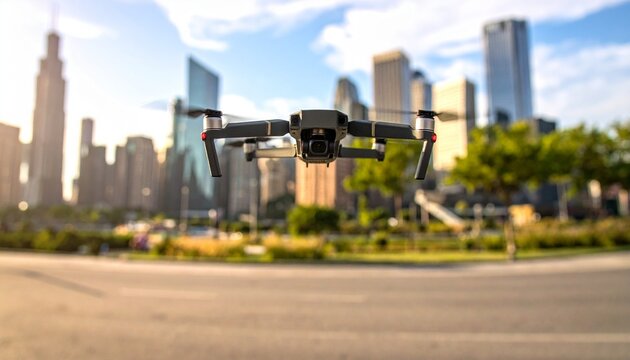 Generic quadcopter with camera spying in city