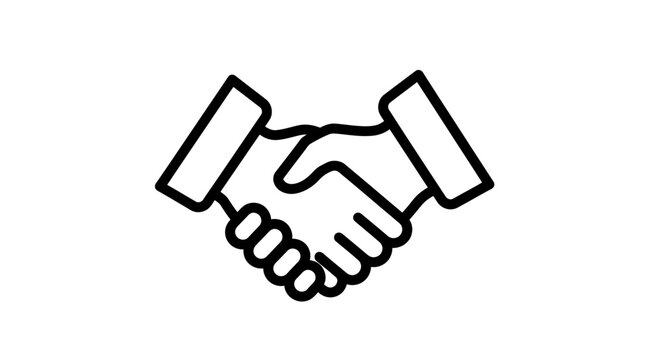 Handshake icon representing agreement, collaboration, and business partnership in a professional setting.