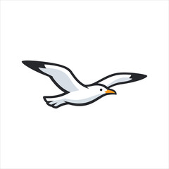 Obraz premium Seagull in flight with wings spread during daytime Vector Illustration Isolated on white background