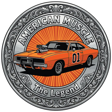 American muscle car vector fot t-shirt | Vektorgrafik eines amerikanischen Muscle-Cars f&uuml;r ein T-Shirt