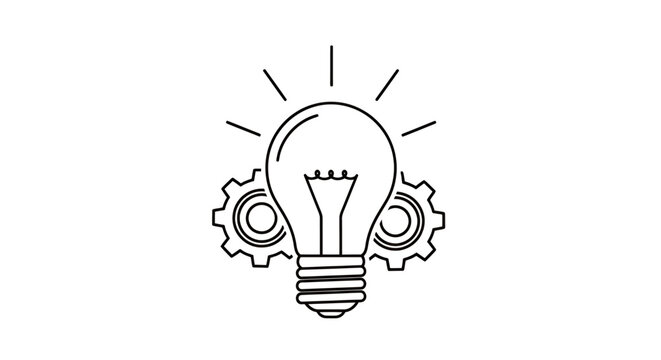 Illustration of a light bulb with gears representing innovation and ideas in a creative concept.