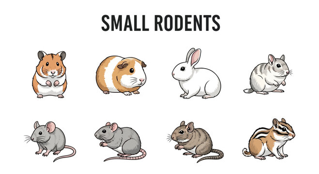 Small rodents group including hamster rabbit.