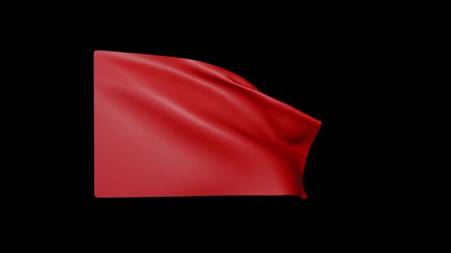 Red waving flag on black background. Flag in red animation 