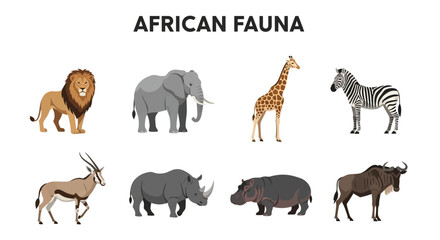 Obraz premium African animals wildlife illustrations set.