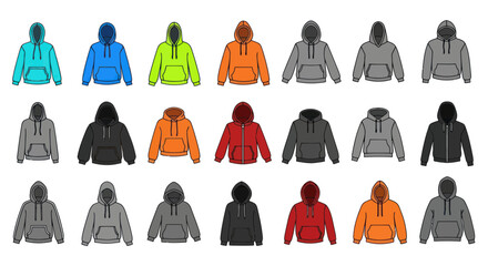 Variety of colorful hooded sweatshirts. © mesa