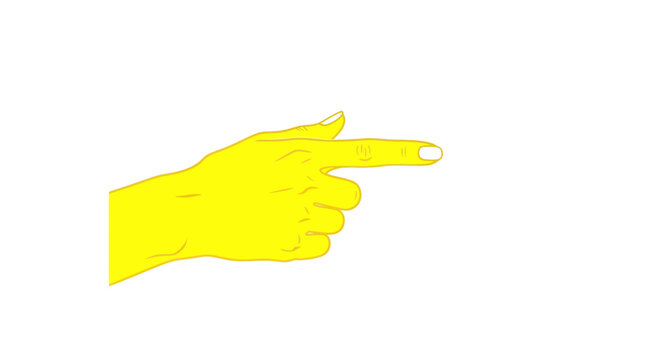 Yellow hand pointing finger gesture.