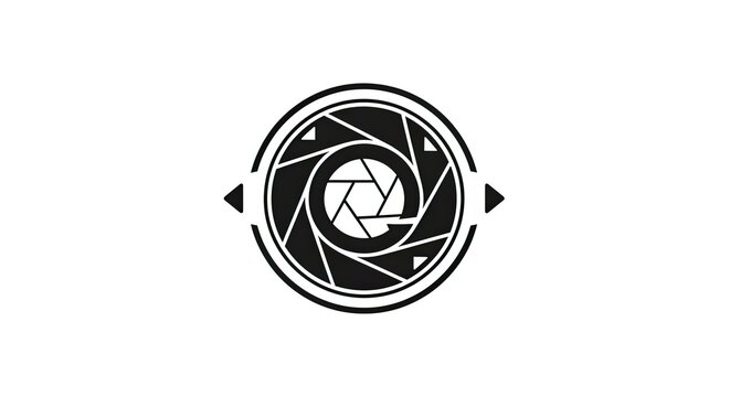 Abstract camera aperture shutter icon graphic design. Photography lens symbol for photo and video technology concept.