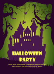Naklejka premium Haunted castle party. Vector illustration
