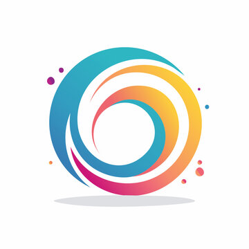 Abstract swirling colorful gradient circle logo design with dots