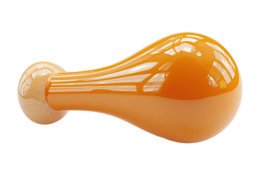 Cute cartoon style chicken drumstick icon 3d visualization with vibrant orange color and smooth texture