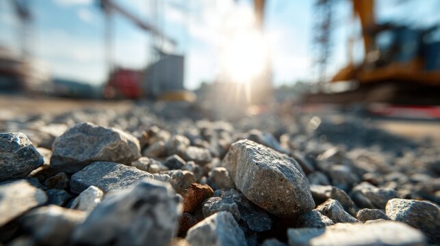 Close-animated movie view of rocks and gravel at a construction site showing varied textures and sizes of stones
