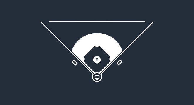 Clean vector line art illustration of a baseball diamond, featuring the infield and home plate, symbolizing the American pastime and the competitive spirit of the game, perfect for digital design