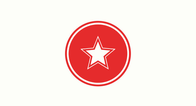Red circle with white star symbol.