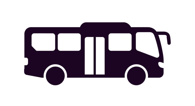Modern Minibus Icon Silhouette, Public Transport Vehicle Vector Illustration