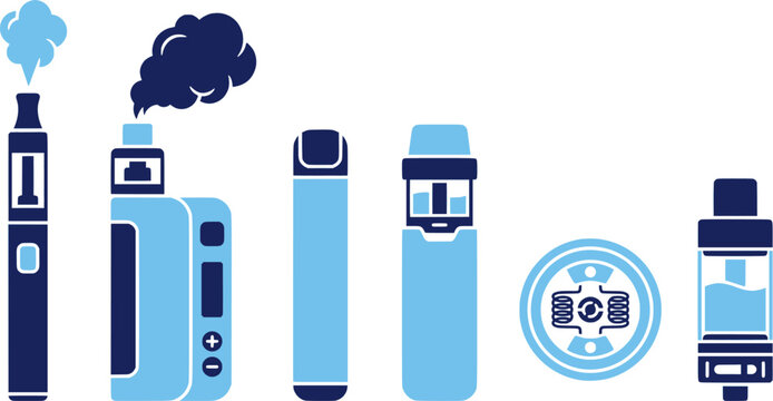 Vape device icon with vapor cloud perfect for digital interfaces, application graphics, and public health campaigns
