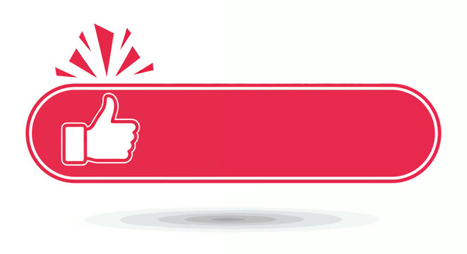 Red glossy rounded thumbs up like button banner for UI design and call to action.