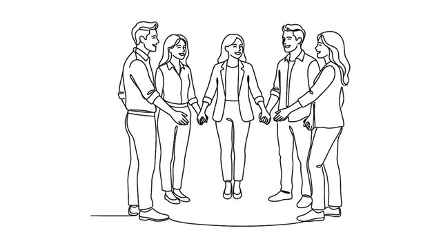 Diverse group of people holding hands together.