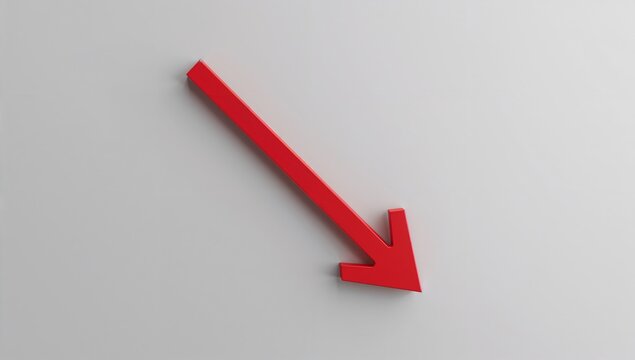 Professional financial chart scene with a bold red arrow sharply declining, representing market loss, negative trend, and economic downturn.