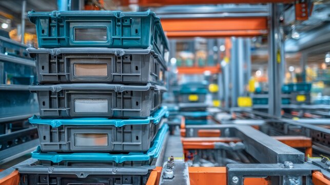 Vertical Storage Bins for Compressed Items in Modern Industrial Facility
