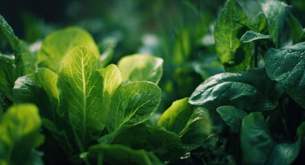Obraz premium Fresh green lettuce leaves growing in a garden