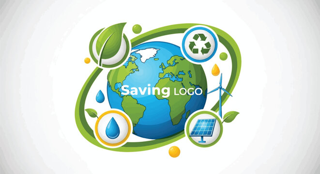 Earth day logo design, protecting our planet with eco friendly symbols for Earth protection