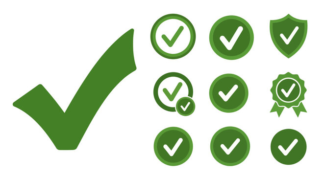 Green Checkmarks and Icons: Approval, Success, Quality, Verification, Confirmation