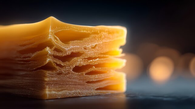 Layers of Melted Wax Candle Formed Over Time in Soft Illumination
