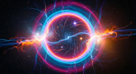 Fototapeta premium Vibrant Electric Circle Energy Concept.