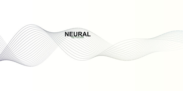 Neural network abstract wave vector, minimalist digital data flow lines, futuristic technology background for artificial intelligence and machine learning
