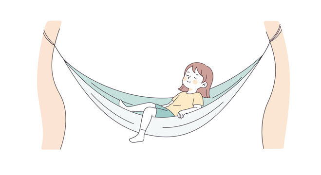 Woman Relaxing in a Hammock Outdoors.