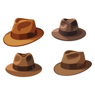 elegant brown fedora hat vector icon modern flat design fashion accessory illustration