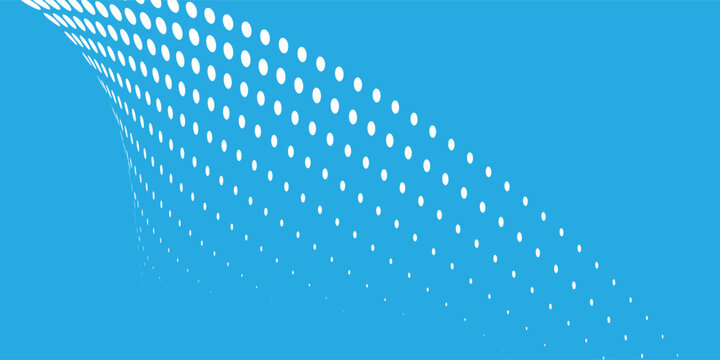 Blue halftone panel. Digital gradient with dots. Abstract futuristic background. Dynamic, motion style. Vector illustration.