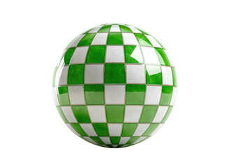 Obraz premium Green and white checkered globe with reflective surface