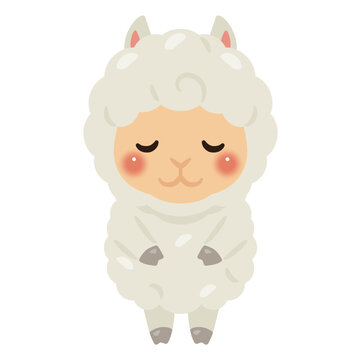 お辞儀するアルパカキャラクターイラスト／Cute Alpaca Character Bowing, Illustration