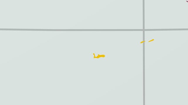 Cayman Islands map. Animated zoom into the country on the Globe in Pale Mint Dark Pink color palette. Country logo animation with round text and airplanes. Map with meridians, parallels.