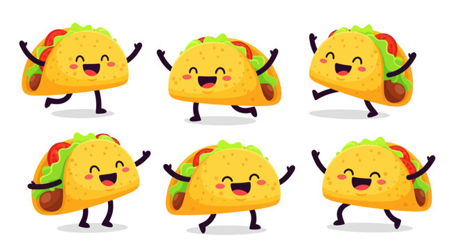Happy Cartoon Tacos Dancing and Celebrating