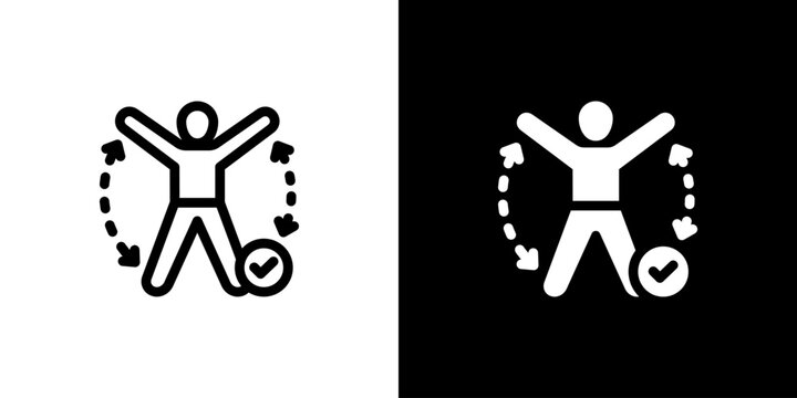 Ergonomics Movement icon concept with flat Black White Background. Vector illustration.