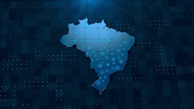 Brazil Map with Digital Background.