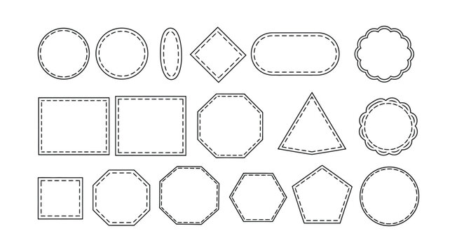 Leather patch label vector outline template featuring frame shapes for branding, badge creation, and rustic emblem design elements