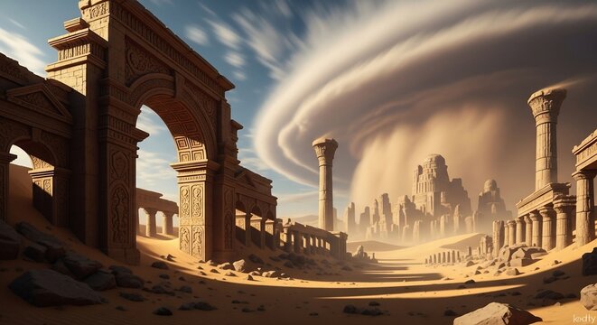 Ancient ruins dramatic sky