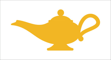 golden magic lamp with simple design on white background © vectors home