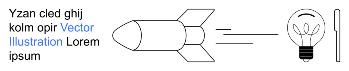 Innovation, creativity, progress, technology, energy, invention. A rocket flying toward a light bulb forward-thinking ideas. Innovation and creativity connected through technology and energy © robu_s