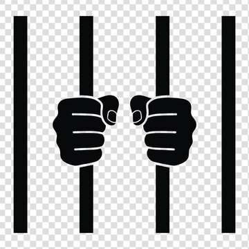 Hands gripping jail bars symbolizing imprisonment and loss of freedom concept