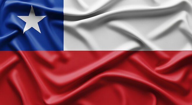 Chilean flag with star waving fabric texture