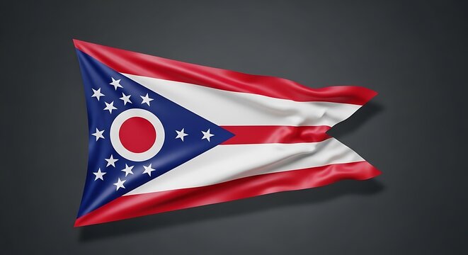 Ohio state flag banner waving gracefully