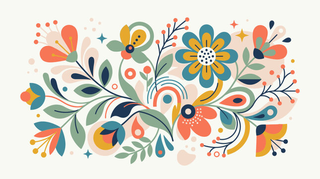 Colorful floral pattern with flowers.