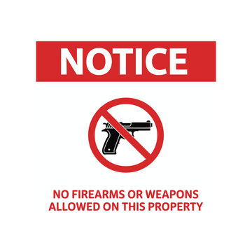 No weapons and firearms prohibited notice vector illustration for property rules, safety warning, and restricted access signage design