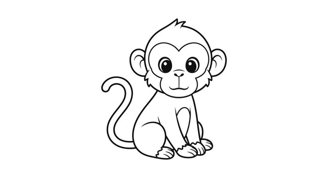 Cute cartoon monkey outline with illustration character adorable background