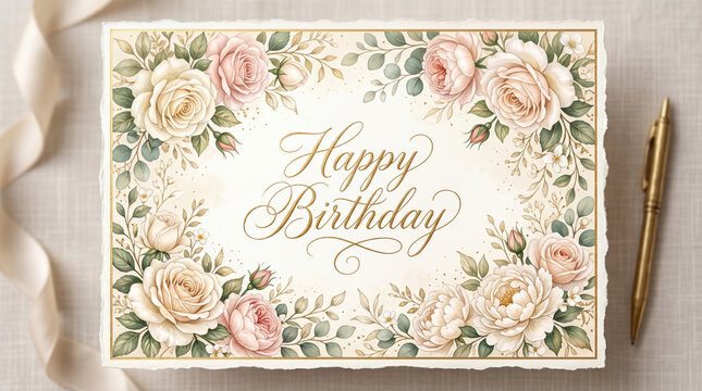 birthday vintage background with rose